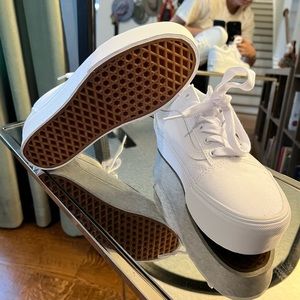 White Platform Vans - 7.5